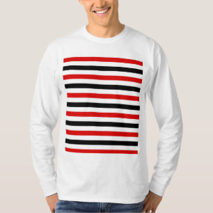 Red Black and white stripes design T-Shirt