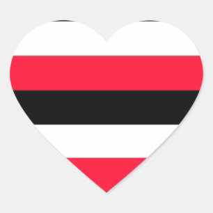 Red, black and white stripes heart sticker
