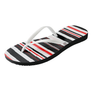 Red Black and White stripes Jandals