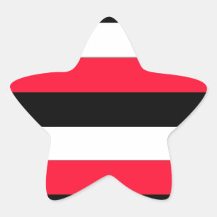 Red, black and white stripes star sticker