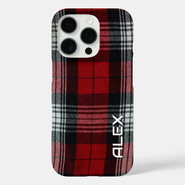 Red Black and White Tartan – Classic Plaid Fabric  Case-Mate iPhone Case (Back)