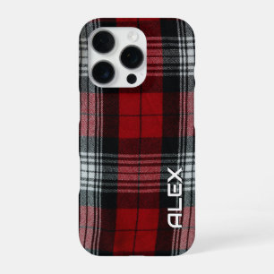 Red Black and White Tartan – Classic Plaid Fabric iPhone 16 Pro Case