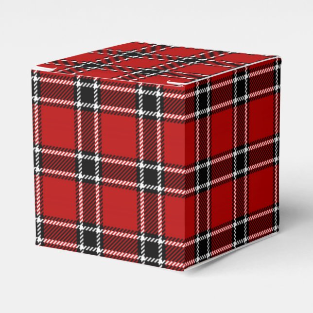 Red Black and White Tartan Favour Box (Front Side)