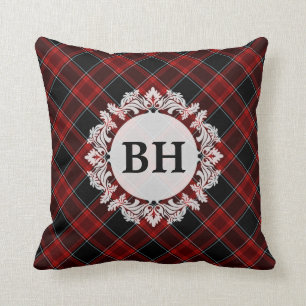 Red Black and White Tartan Plaid Pattern Cushion