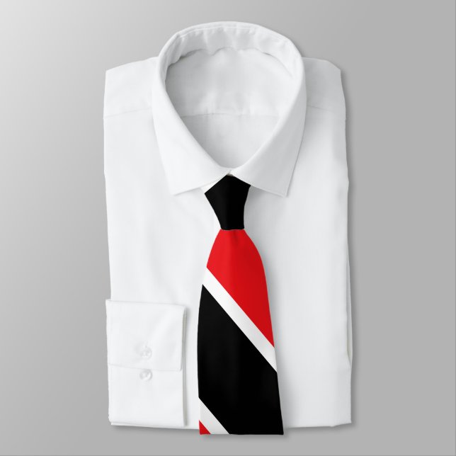 Red Black and White University Stripe Tie (Tied)