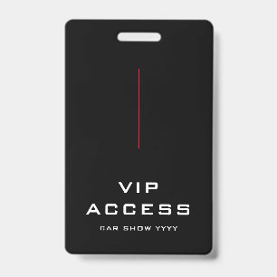 Red Black and White VIP Access ID Badge