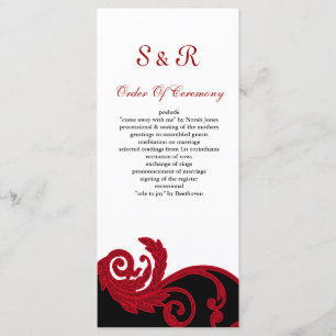 red,black and white Wedding program Programme