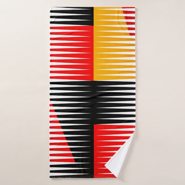 Red, black, and yellow artwork bath towel (Bath Towel)