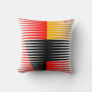 Red, black, and yellow artwork cushion