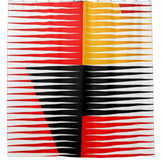 Red, black, and yellow artwork shower curtain