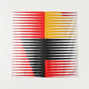 Red, black, and yellow artwork tapestry