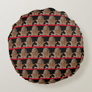 Red Black 'Angel in Candlelight' Back & Front Round Cushion