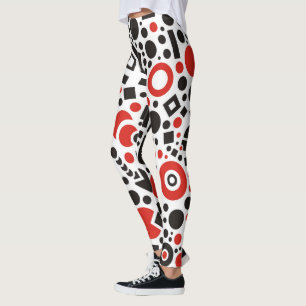 Red & Black Art Deco Design Yoga Pants Leggings