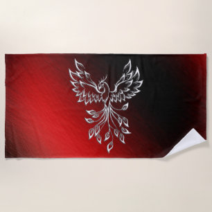 Red Black Ashes and Phoenix Beach Towel