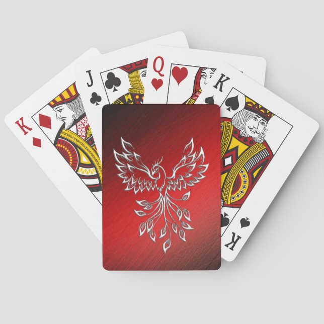 Red Black Ashes and Phoenix Playing Cards (Back)
