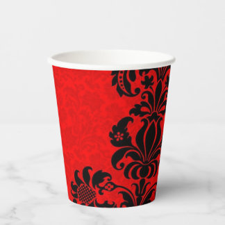red & black baroque pattern paper party cup