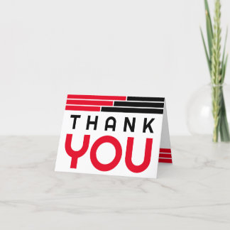 Red & Black Bars Graduation Thank You Card
