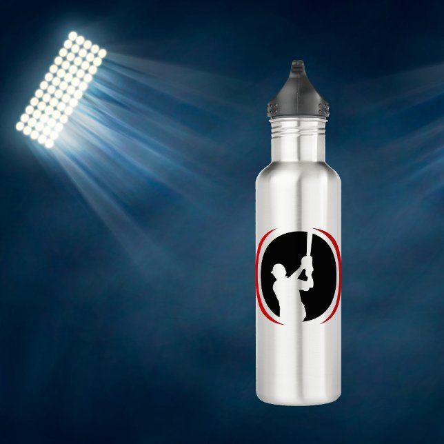 Red Black Baseball Batter Logo 710 Ml Water Bottle (Creator Uploaded)