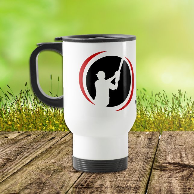 Red Black Baseball Batter Logo Travel Mug (Creator Uploaded)