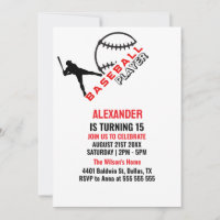 Red Black Baseball Girl Boy Birthday Party