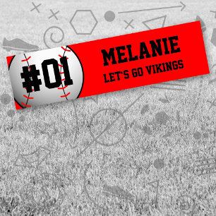 Red Black Baseball Team Bumper Sticker