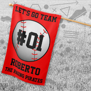Red Black Baseball Team Colours House Flag