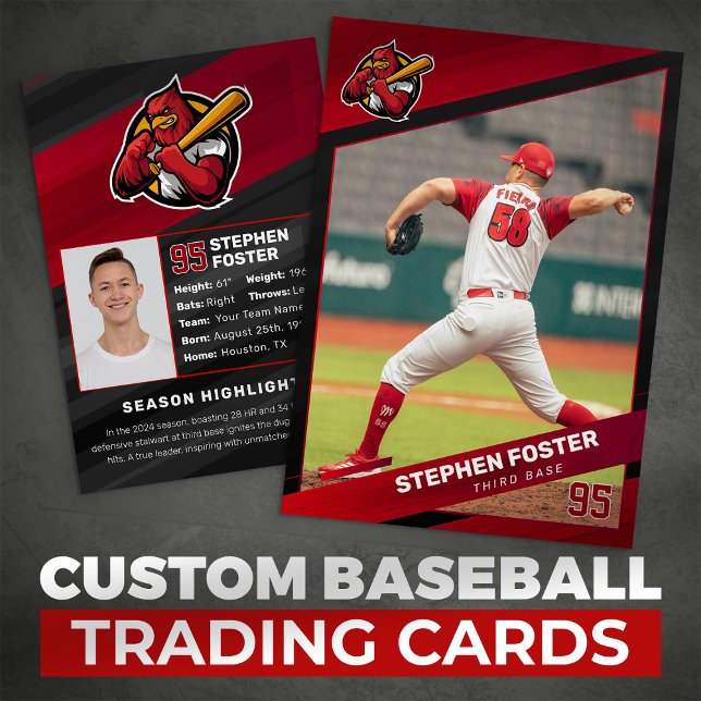 Red & Black Baseball Trading Card, Baseball Card (Creator Uploaded)