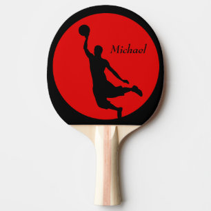 Red Black Basketball Slam Dunk Personalised Ping Pong Paddle