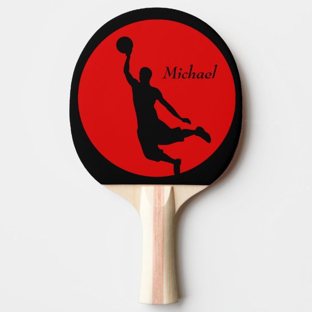 Red Black Basketball Slam Dunk Personalised Ping Pong Paddle (Front)