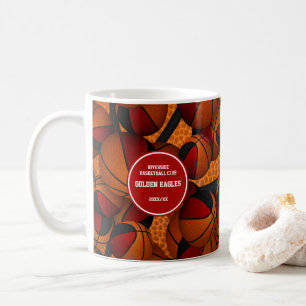 Red black basketball team colours coach name coffee mug
