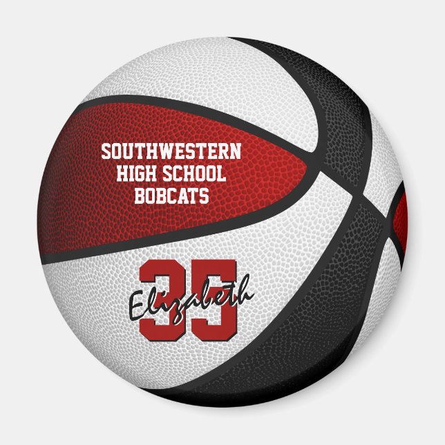 red black basketball team colours magnet (Front)