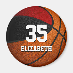 red black basketball team spirit gifts player name magnet