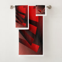 Red & Black Bath Towel Set