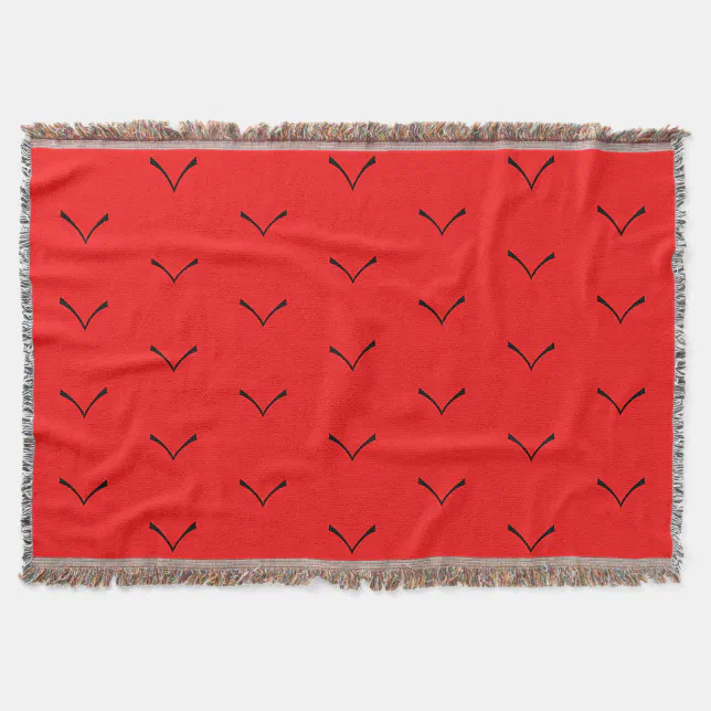 Red Black Bats Birds Patterns Colourful Bright 202 Throw Blanket