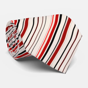 Red Black Beige Brown Stripes Tie