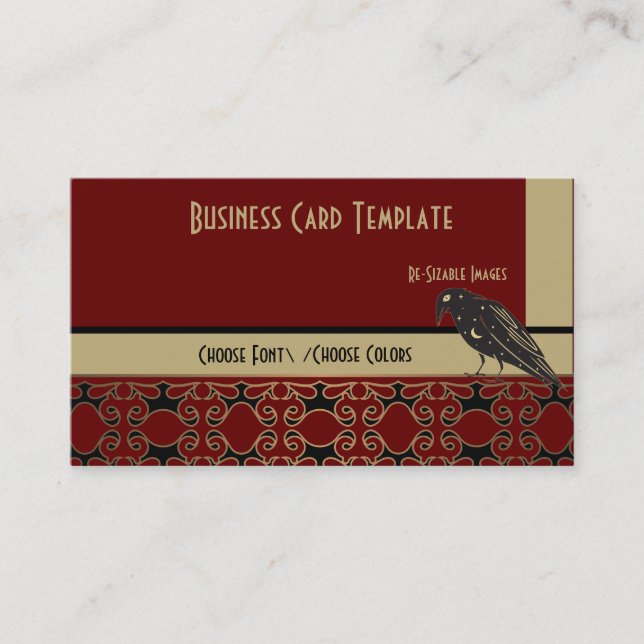 Red Black Bird Raven Logo Business Card (Front)