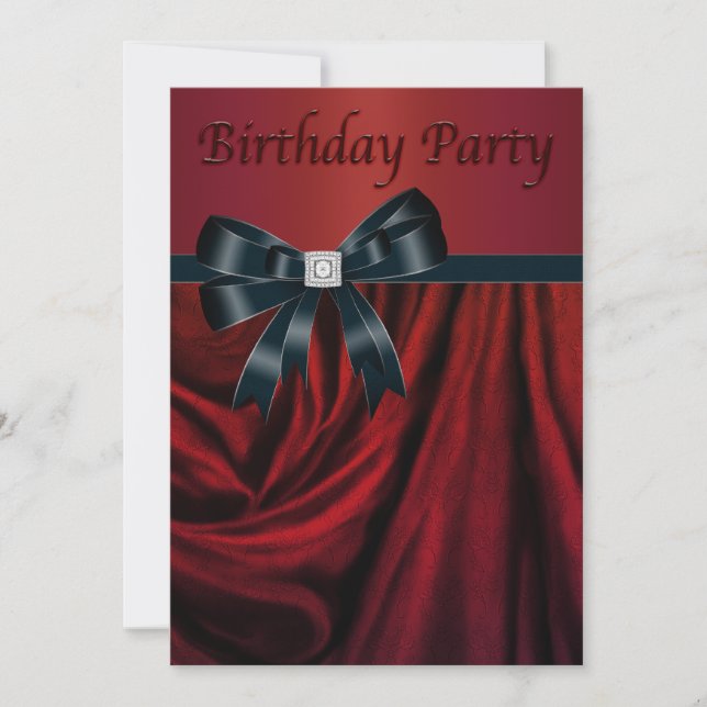Red Black Birthday Party Invitation Template (Front)