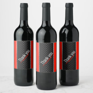Red, black, black and white pinstripe wine label