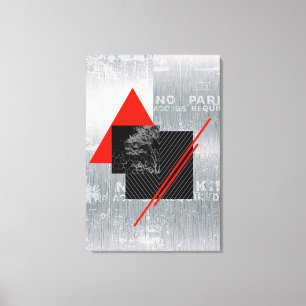 Red, black, black & grey stripe print wall art