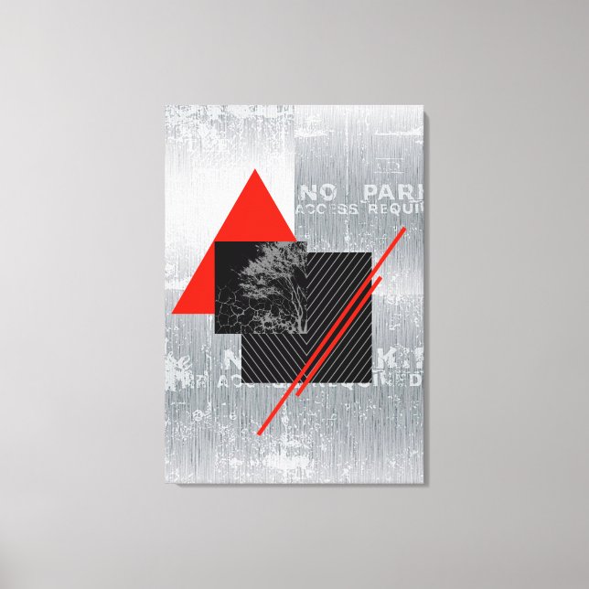 Red, black, black & grey stripe print wall art (Front)