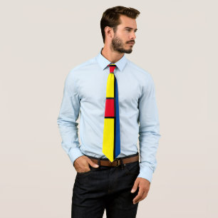 Red, Black, Blue and Yellow Abstract Tie