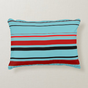 Red Black Blue Brown Stripes Decorative Cushion
