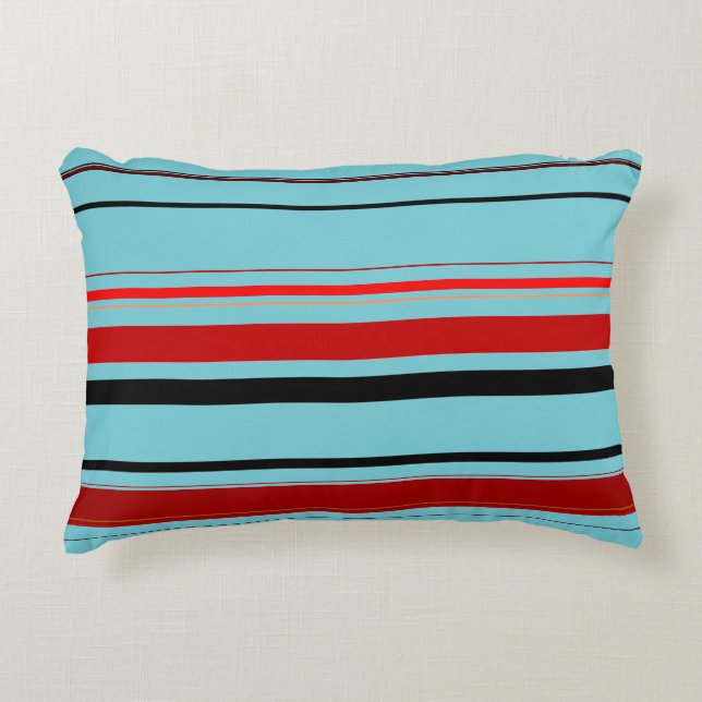 Red Black Blue Brown Stripes Decorative Cushion (Front)