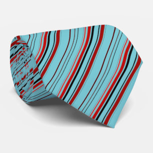 Red Black Blue Brown Stripes Tie