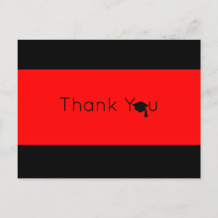 Red Black Bold Graduation Thank You Postcard
