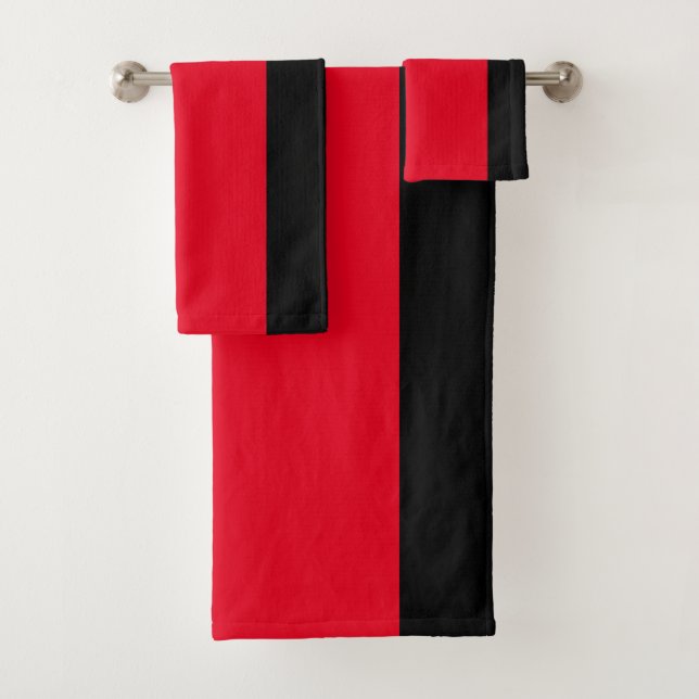 Red Black Broad Stripes  Bath Towel Set (Insitu)