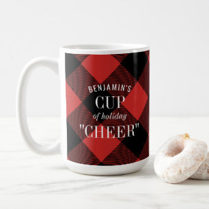 Red Black Buffalo Check Plaid Funny Christmas Coffee Mug
