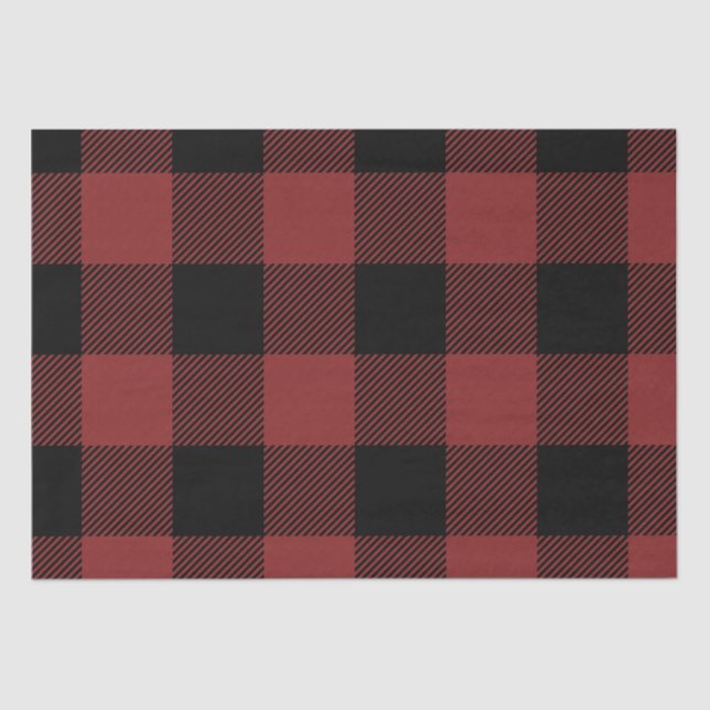 Red Black Buffalo Check Plaid Tissue Paper (Front)
