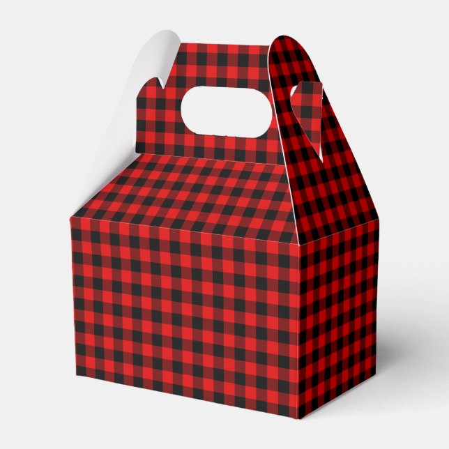 Red Black Buffalo Lumberjack Check Christmas Favour Box (Front Side)