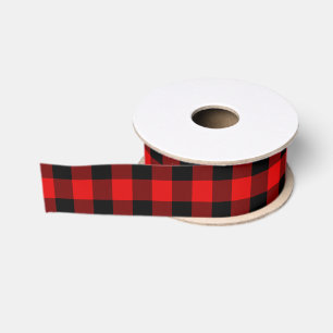Red Black Buffalo Lumberjack Check Christmas Grosgrain Ribbon